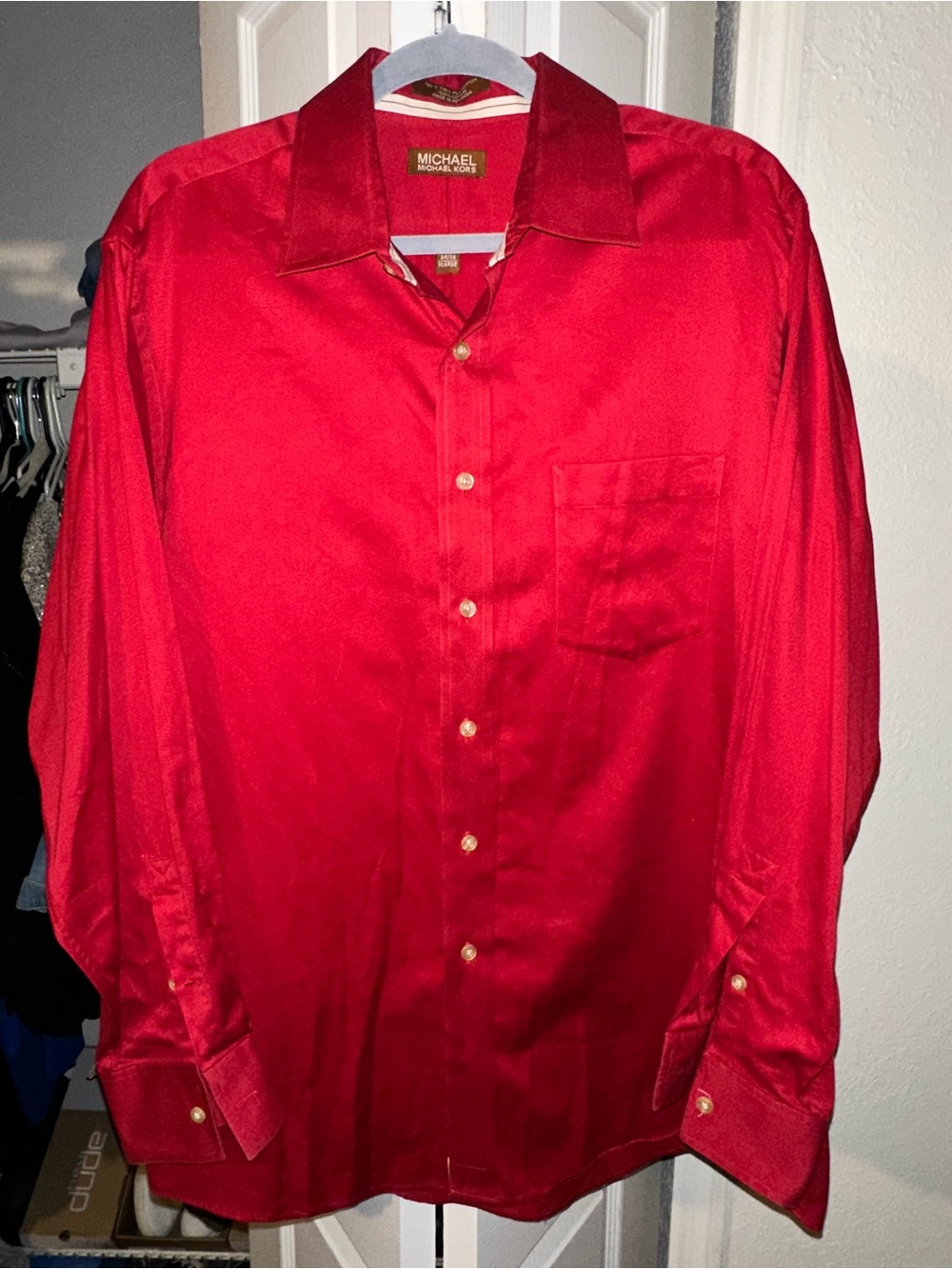 Michael - Michael Kors Men's Bright Red Dress Shirt